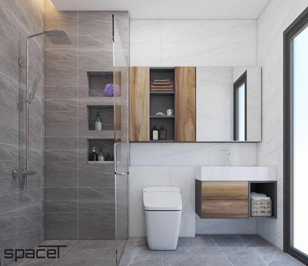 Phòng tắm - Nhà phố Quận 12 - Phong cách Modern Minimalist  | Space T
