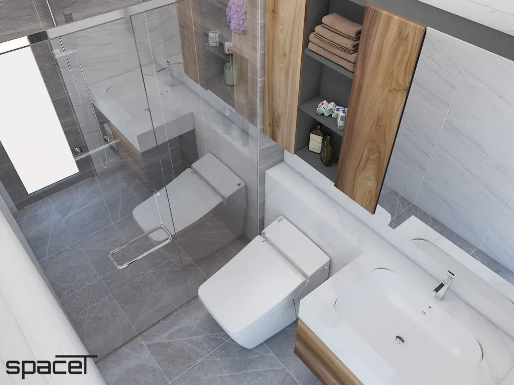 Phòng tắm - Nhà phố Quận 12 - Phong cách Modern Minimalist | Space T