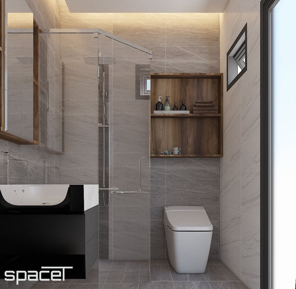 Phòng tắm - Nhà phố Quận 12 - Phong cách Modern Minimalist  | Space T