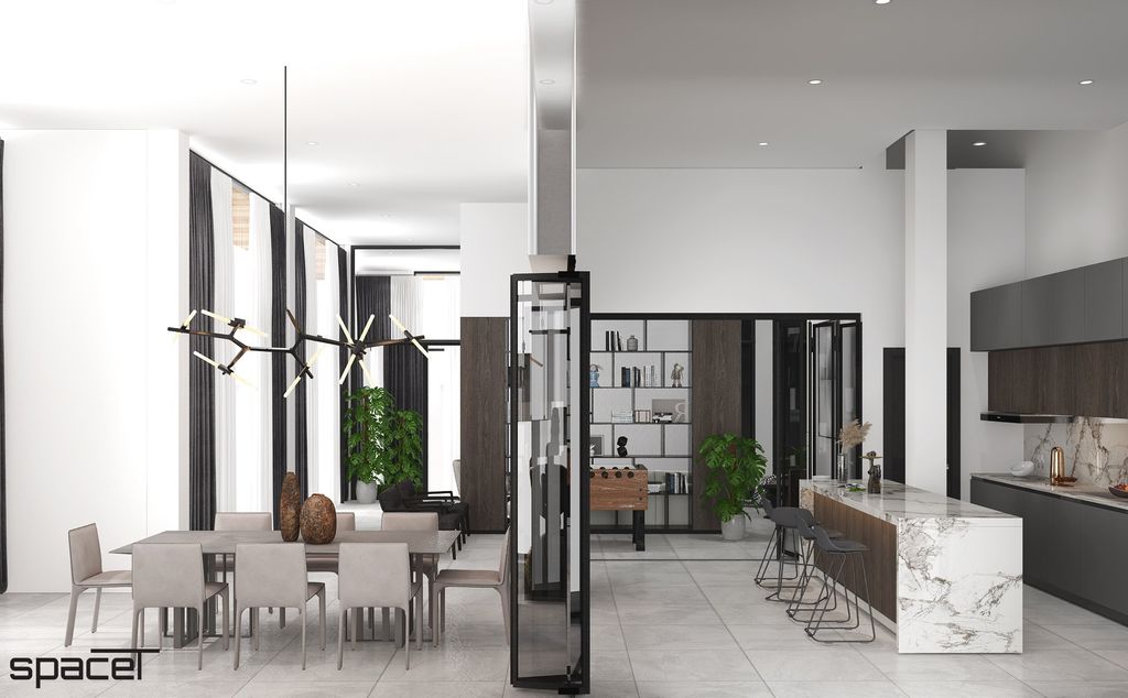 Phòng bếp, Phòng ăn - Villa Dầu Tiếng (Bình Dương) - Phong cách Modern  | Space T