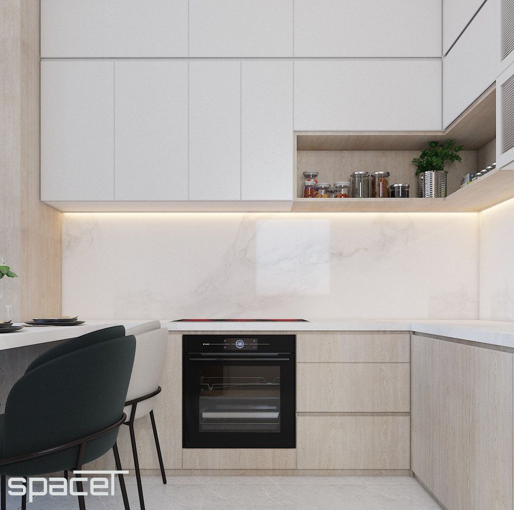 Phòng bếp, Phòng ăn - Nhà phố 119m2 Quận 12 - Phong cách Modern  | Space T