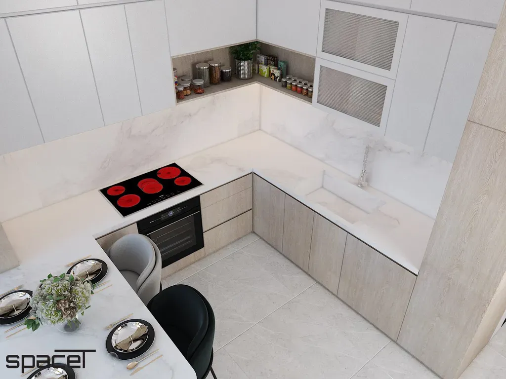 Phòng bếp, Phòng ăn - Nhà phố 119m2 Quận 12 - Phong cách Modern | Space T