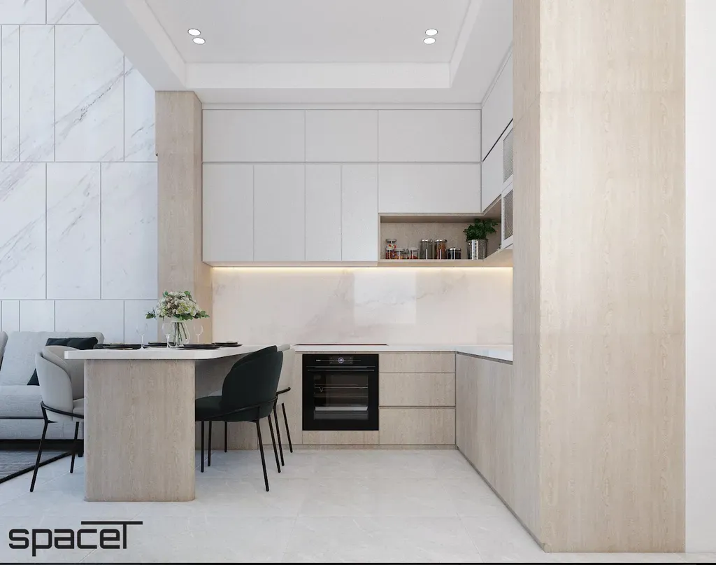 Phòng bếp, Phòng ăn - Nhà phố 119m2 Quận 12 - Phong cách Modern | Space T
