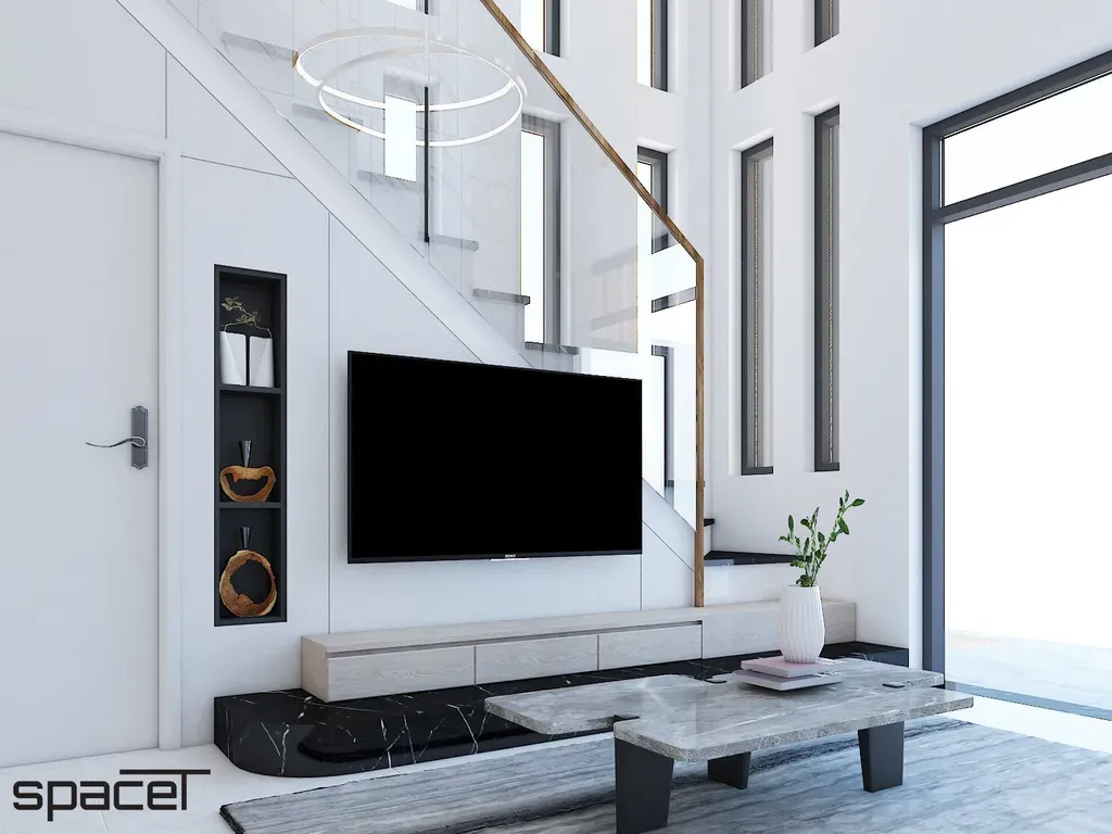Phòng khách - Nhà phố 119m2 Quận 12 - Phong cách Modern | Space T