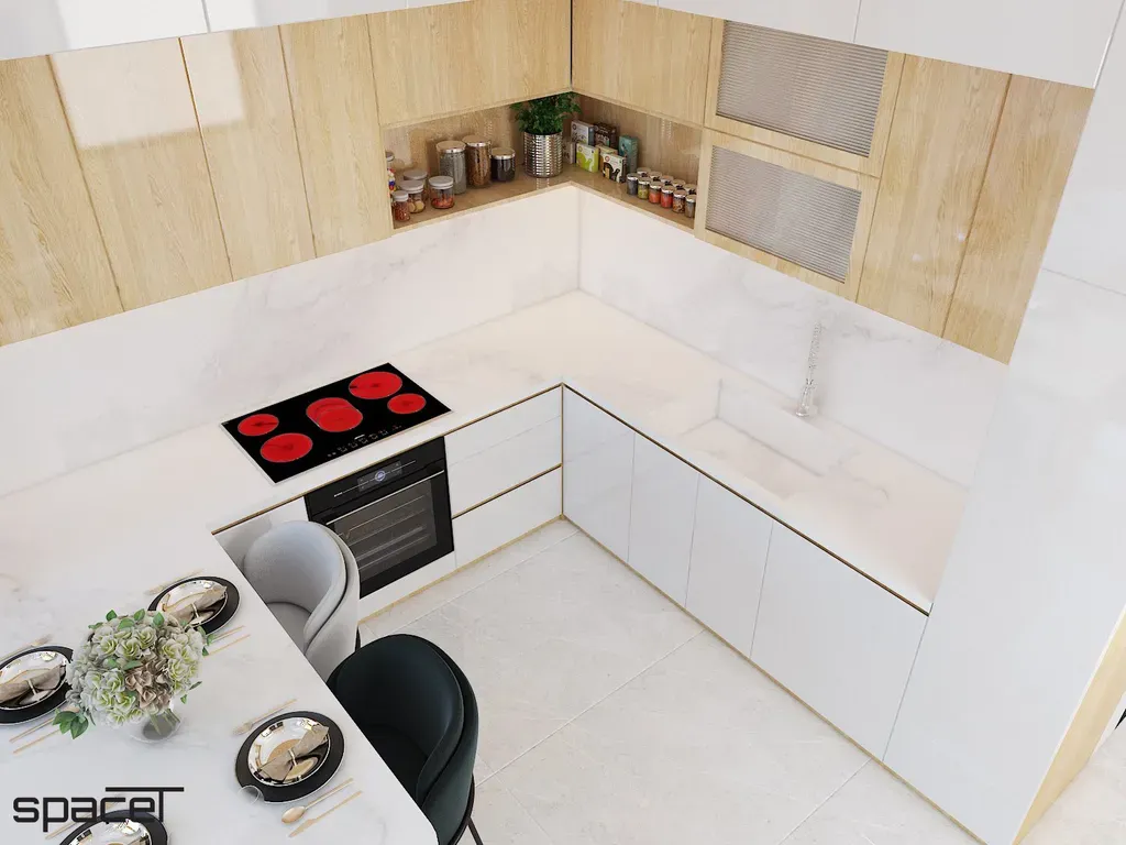 Phòng bếp, Phòng ăn - Nhà phố Quận 12 119m2 - Phong cách Modern | Space T