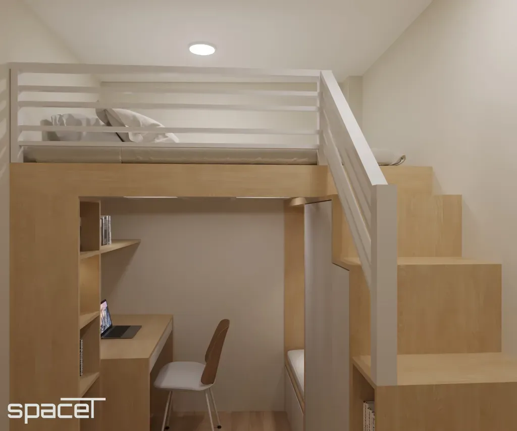 Phòng ngủ, Phòng làm việc - Nhà phố Bình Thạnh - Phong cách Scandinavian | Space T