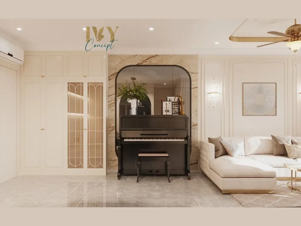 Phòng khách - Căn hộ The Peak Midtown M8 - Phong cách Neo Classic | Space T