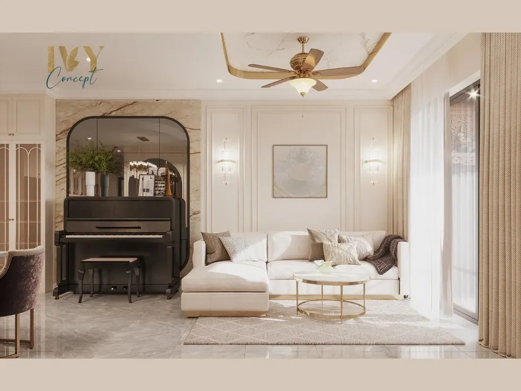 Phòng khách - Căn hộ The Peak Midtown M8 - Phong cách Neo Classic | Space T