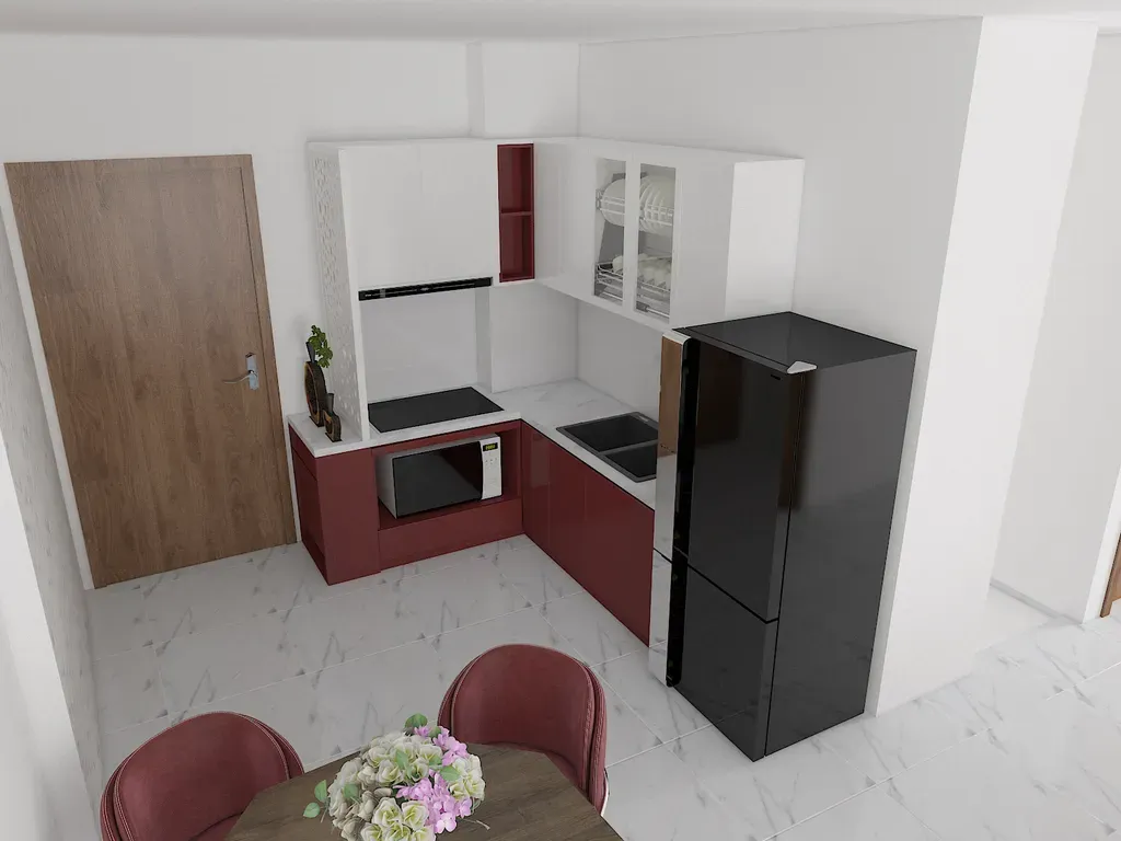 Phòng bếp - Căn hộ 50m2 The Origami (Vinhomes) - Phong cách Modern | Space T