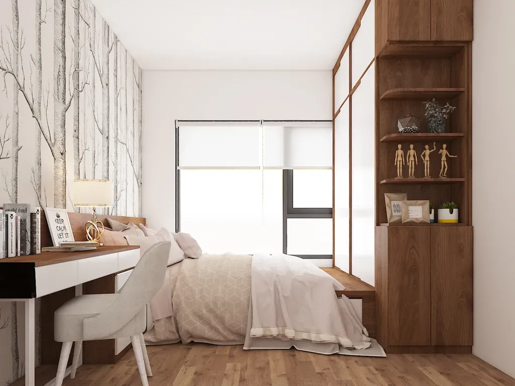 Phòng ngủ - Căn hộ 50m2 The Origami (Vinhomes) - Phong cách Modern | Space T