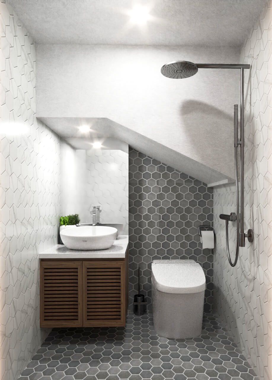 Phòng tắm - Nhà phố Âu Cơ Quận 11 - Phong cách Scandinavian + Modern  | Space T