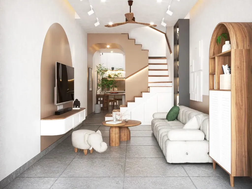 Phòng khách - Nhà phố Âu Cơ Quận 11 - Phong cách Scandinavian + Modern | Space T