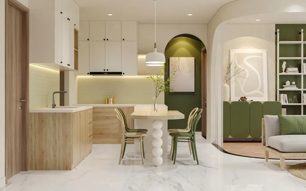 Phòng bếp, Phòng ăn - Căn hộ Charm City Bình Dương - Phong cách Modern | Space T