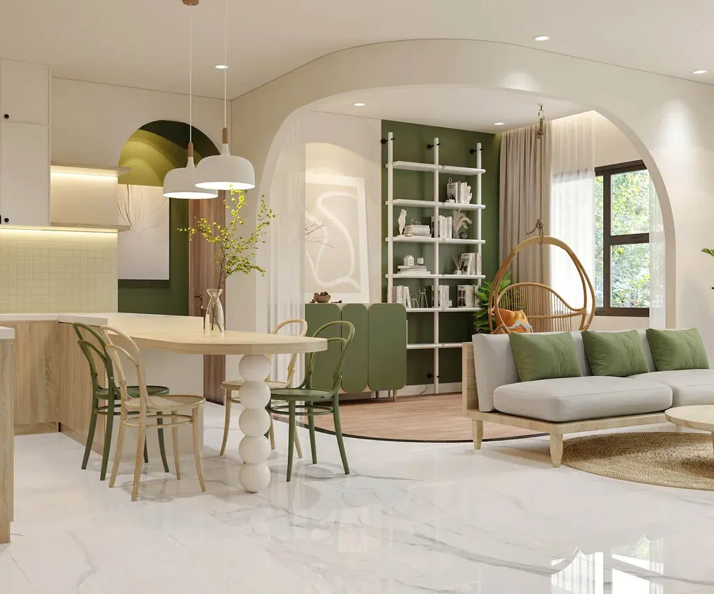 Phòng khách, Phòng ăn - Căn hộ Charm City Bình Dương - Phong cách Modern | Space T