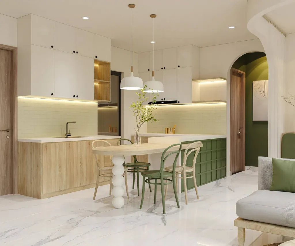 Phòng bếp, Phòng ăn - Căn hộ Charm City Bình Dương - Phong cách Modern | Space T