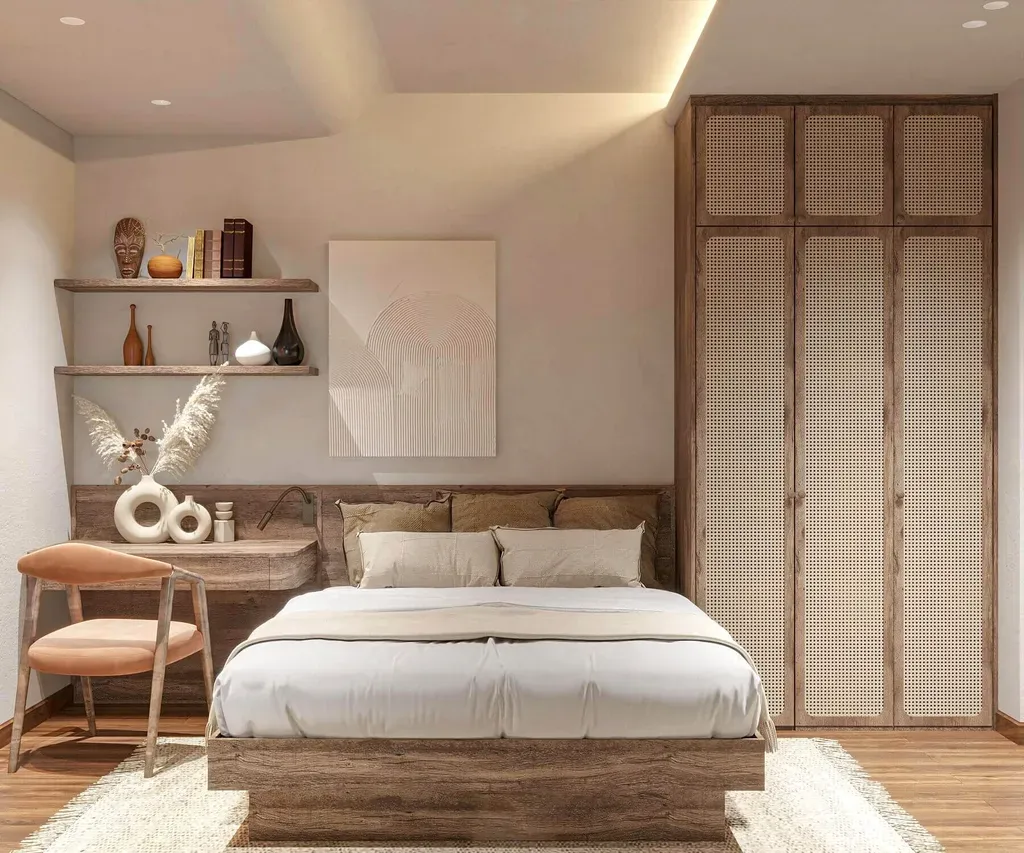 Phòng ngủ - Căn hộ Akari City - Phong cách Wabi Sabi | Space T