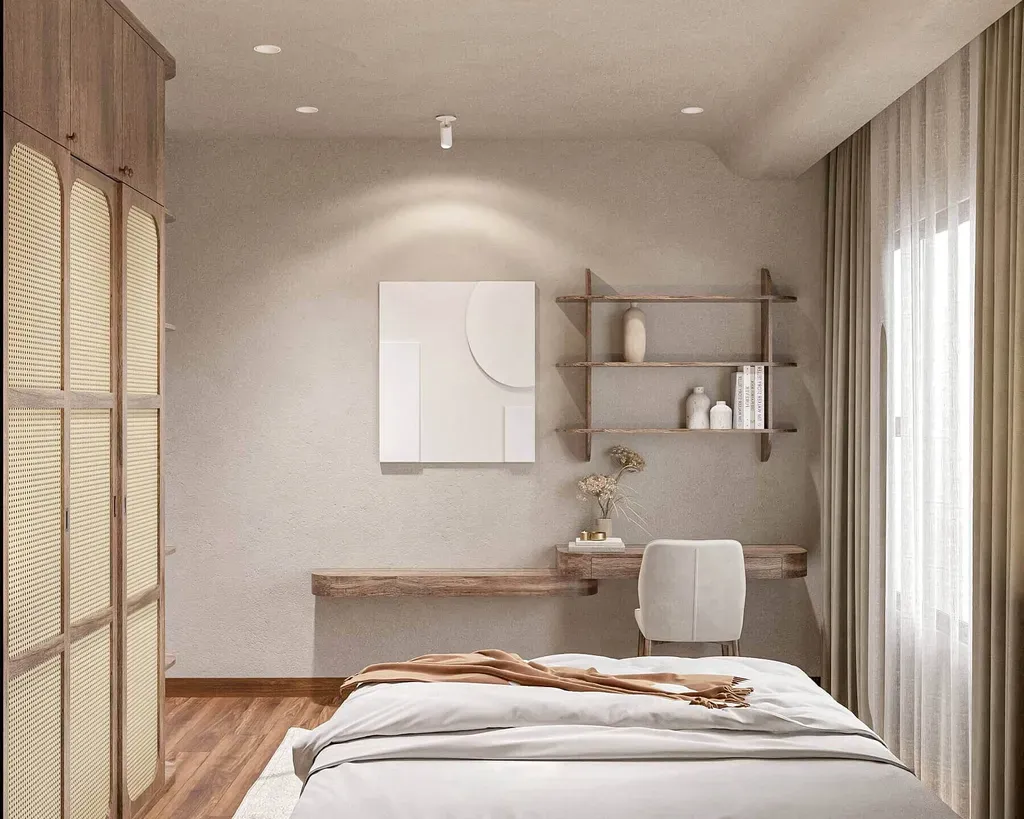 Phòng ngủ - Căn hộ Akari City - Phong cách Wabi Sabi | Space T