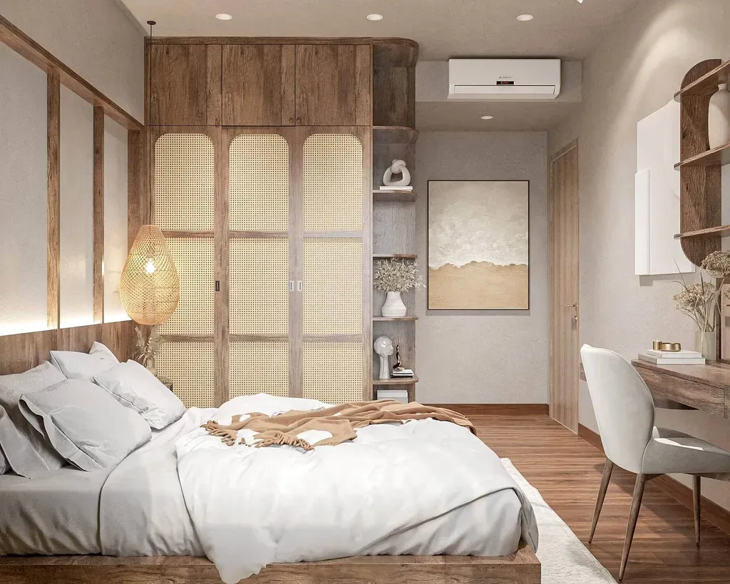 Phòng ngủ - Căn hộ Akari City - Phong cách Wabi Sabi | Space T