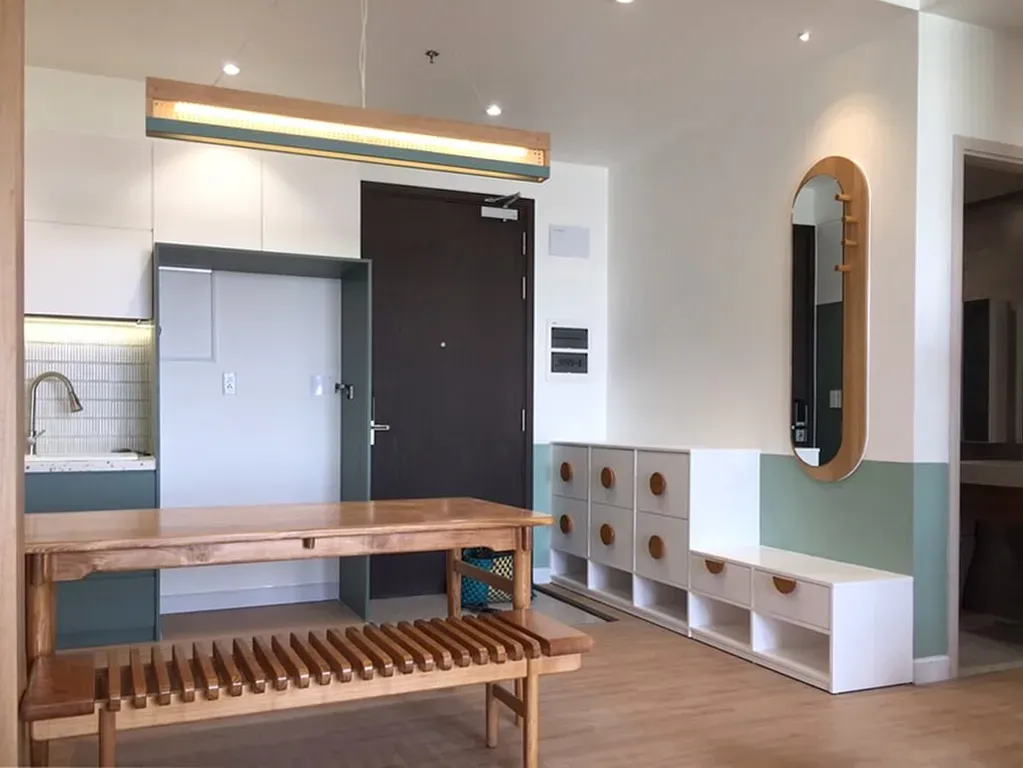 Phòng ăn, Lối vào - Căn hộ Compass One Bình Dương - Phong cách Color Block + Scandinavian | Space T