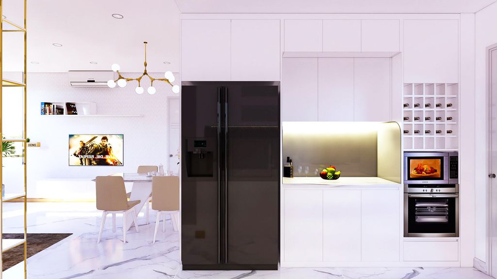 Phòng bếp, Phòng ăn - Căn hộ Diamond Q.8 - Phong cách Modern  | Space T