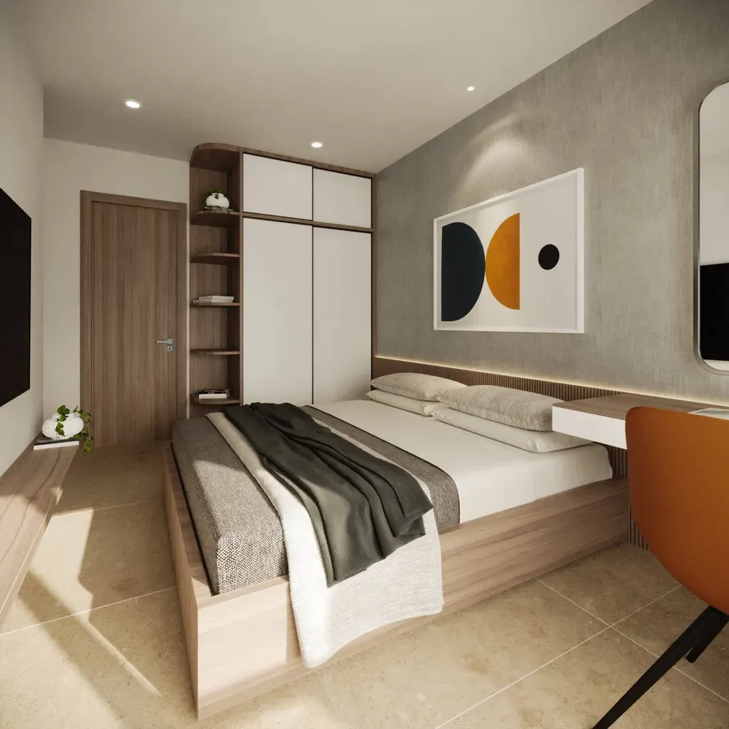 Phòng ngủ - Căn hộ Diamond Quận 8 85m2 - Phong cách Modern | Space T