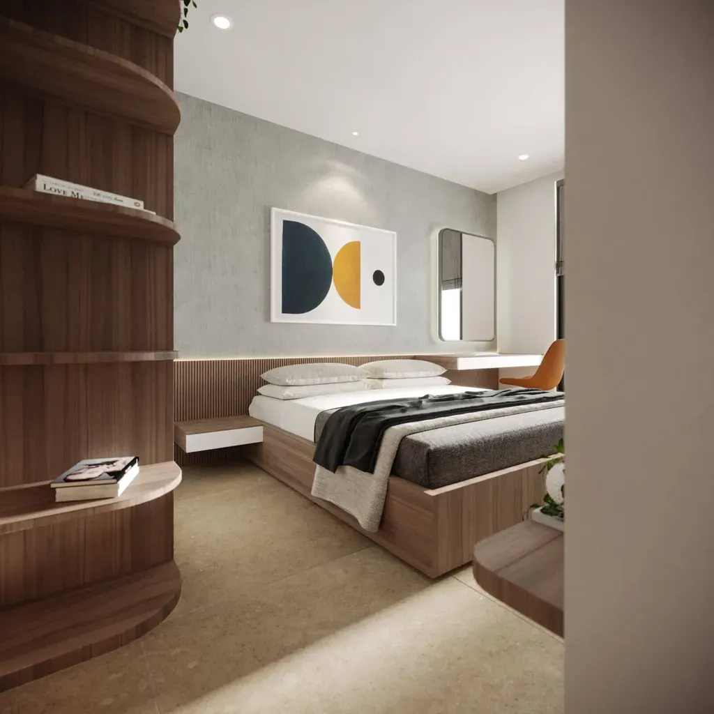 Phòng ngủ - Căn hộ Diamond Quận 8 85m2 - Phong cách Modern | Space T