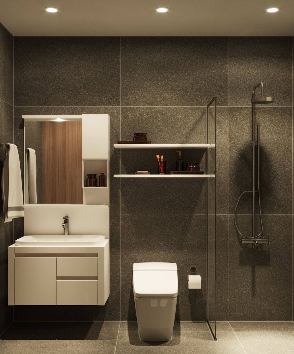 Phòng tắm - Căn hộ Diamond Quận 8 85m2 - Phong cách Modern  | Space T