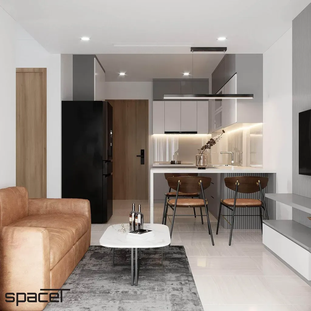 Phòng khách, Phòng ăn - Căn hộ The Origami (Vinhomes Grand Park Quận 9) - Phong cách Modern | Space T