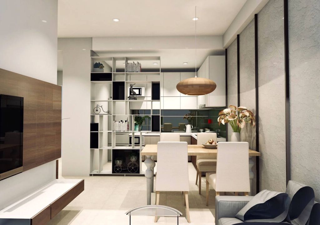 Phòng khách, Phòng bếp, Phòng ăn - Căn hộ The Sun Avenue - Phong cách Modern  | Space T
