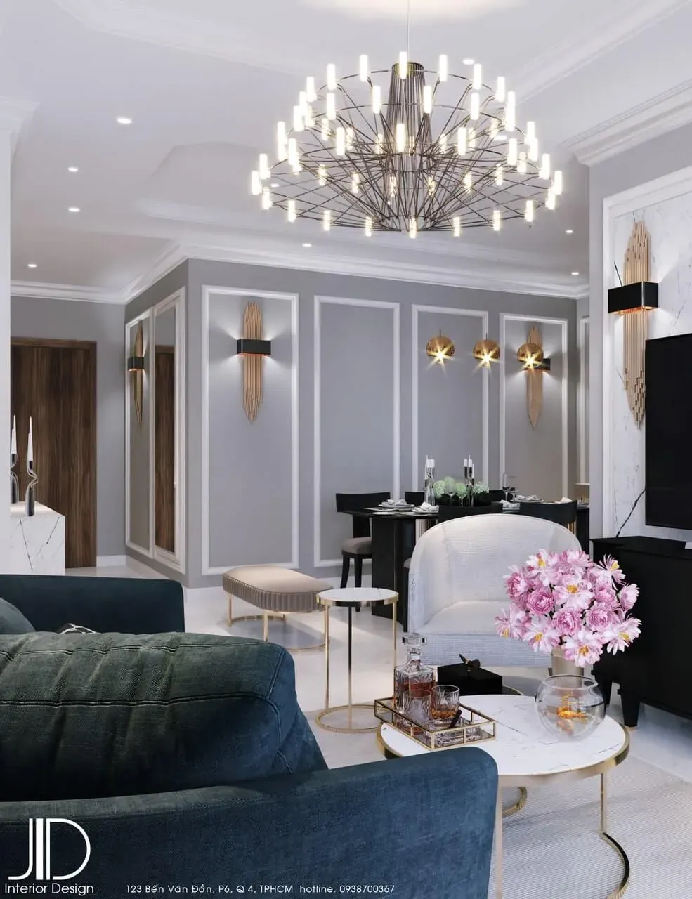 Phòng khách, Phòng ăn - Căn hộ Landmark 81 Bình Thạnh (Mr Chu) - Phong cách Neo Classic | Space T