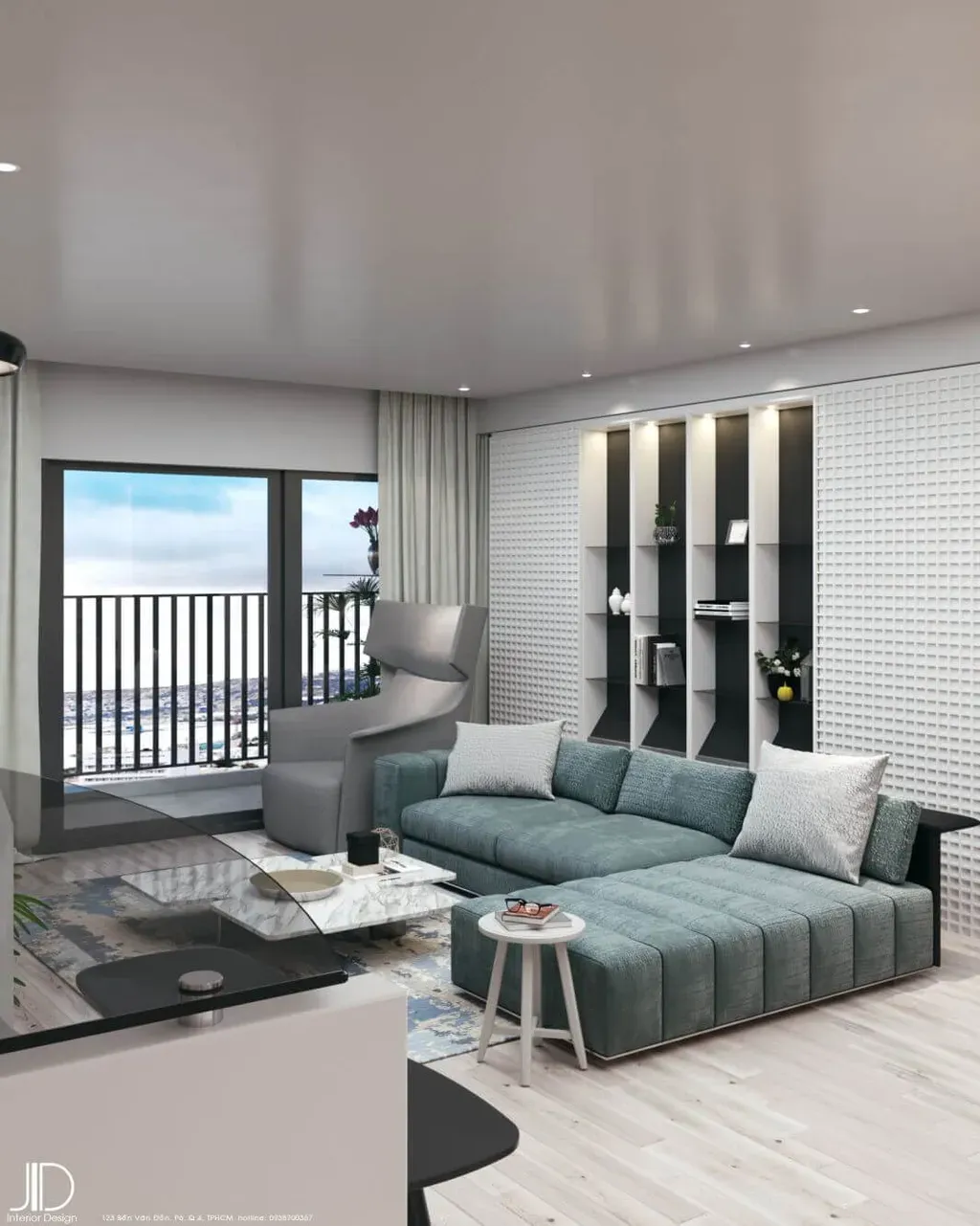 Phòng khách - Căn hộ Vinhomes Central Park Quận Bình Thạnh - Phong cách Modern | Space T