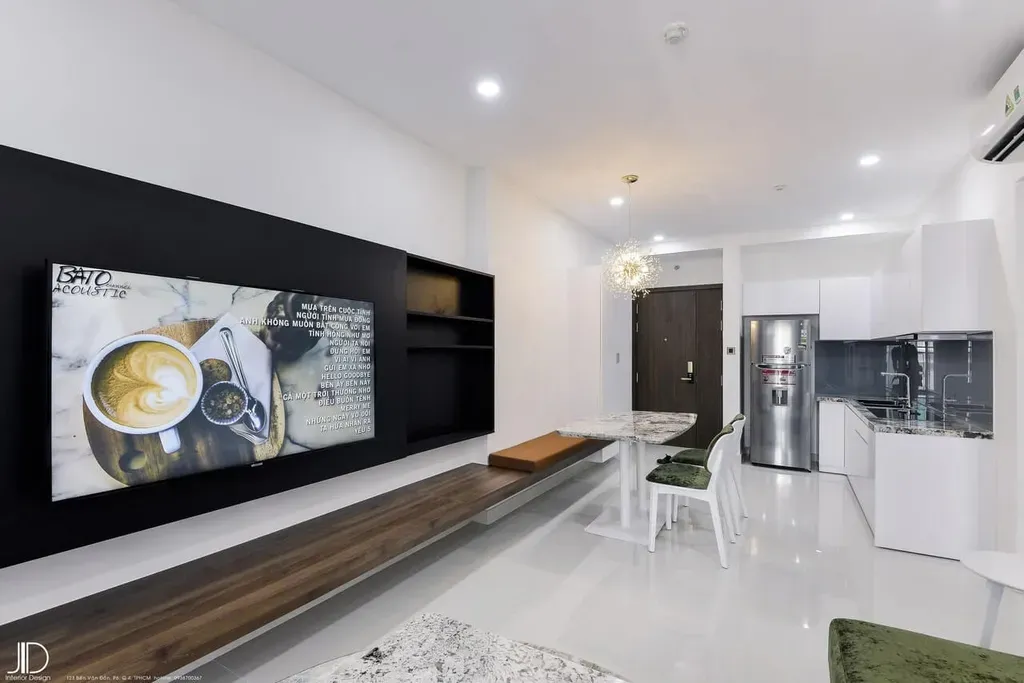 Phòng khách, Phòng bếp, Phòng ăn - Căn hộ Saigon Royal Quận 4 - Phong cách Modern | Space T