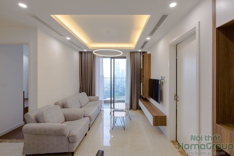 Phòng khách - Căn hộ D'Capitale Hà Nội 70m2 - Phong cách Modern  | Space T