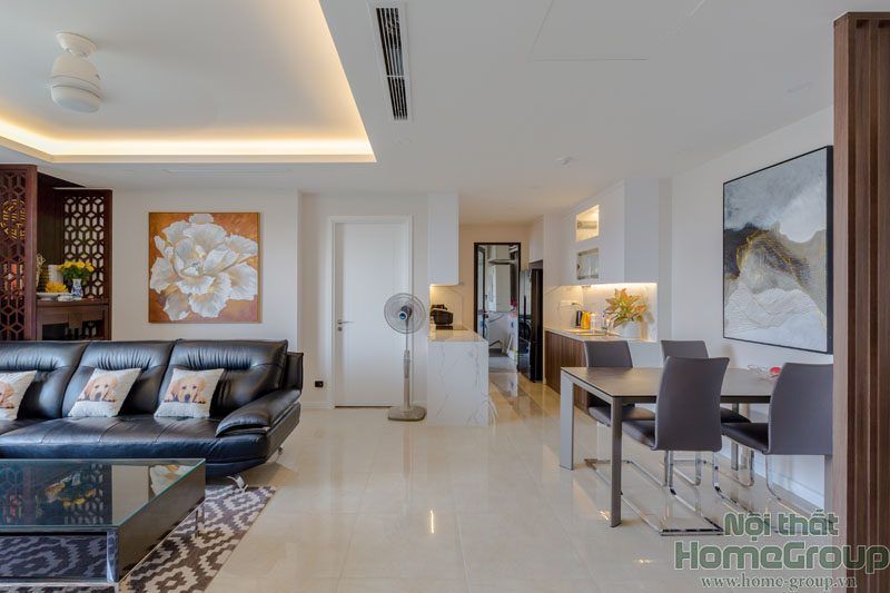 Phòng khách, Phòng bếp, Phòng ăn - Căn hộ D'Capitale Hà Nội 121m2 - Phong cách Modern  | Space T