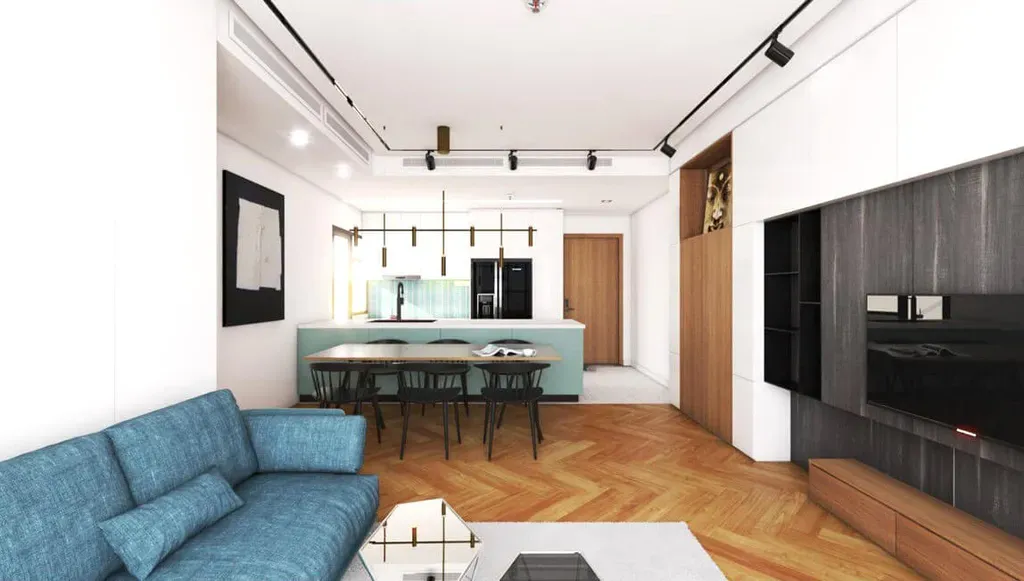 Phòng khách, Phòng bếp, Phòng ăn - Căn hộ FELIZ EN VISTA Quận 2 - Phong cách Modern + Minimalist | Space T