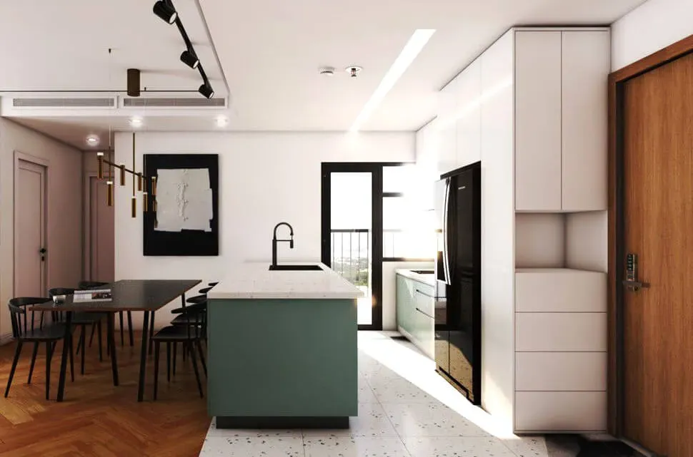 Phòng bếp, Phòng ăn, Lối vào - Căn hộ FELIZ EN VISTA Quận 2 - Phong cách Modern + Minimalist | Space T