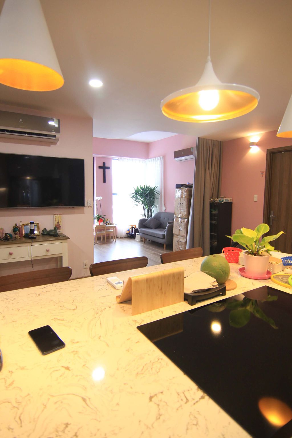 Phòng khách, Phòng bếp - Căn hộ Centana Quận 2 - Phong cách Modern  | Space T