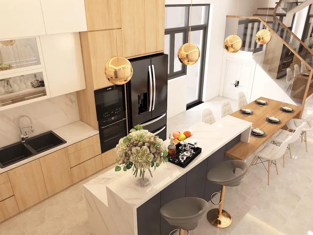 Phòng bếp, Phòng ăn - Nhà phố Gò Vấp - Phong cách Modern | Space T