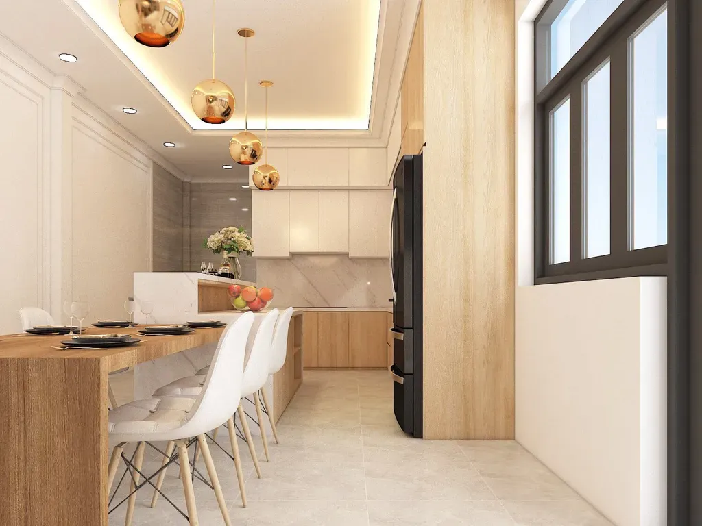 Phòng bếp, Phòng ăn - Nhà phố Gò Vấp - Phong cách Modern | Space T