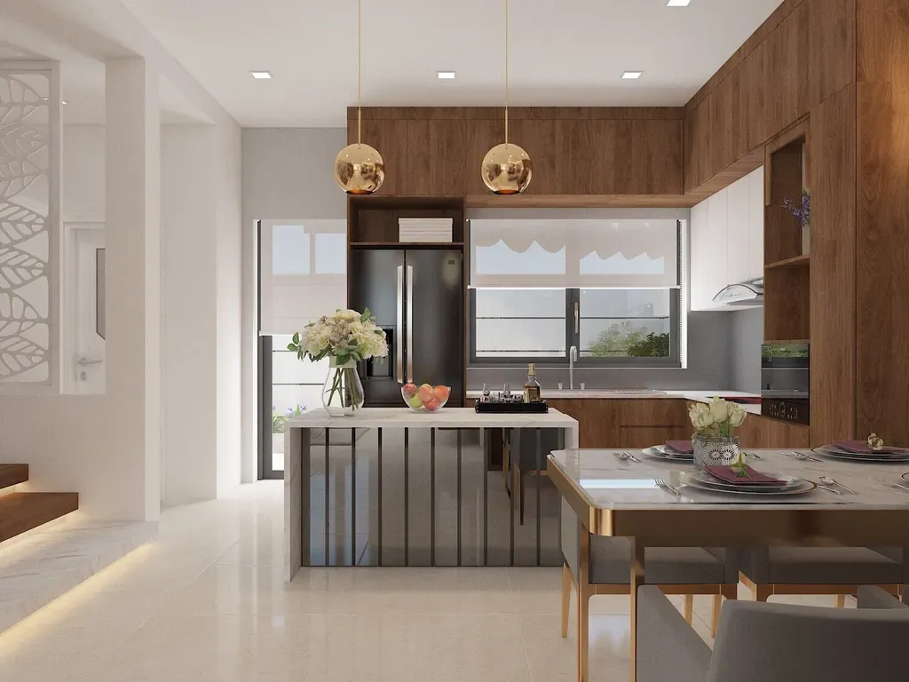 Phòng bếp, Phòng ăn - Nhà phố Nine South - Phong cách Modern | Space T