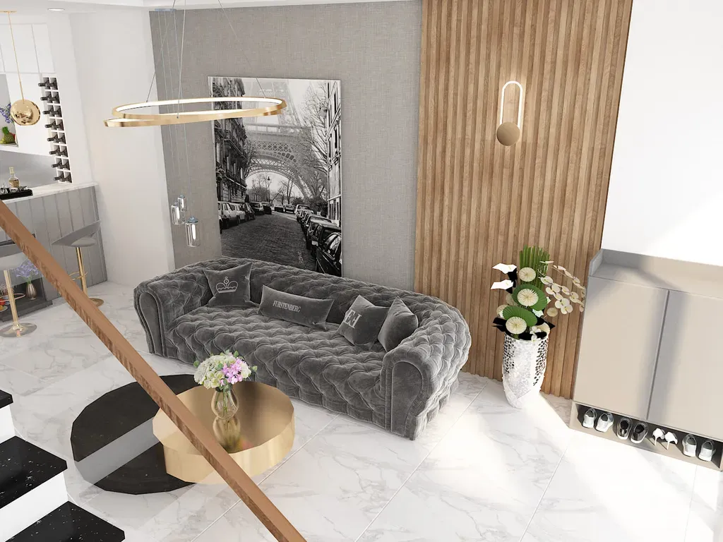 Phòng khách, Lối vào - Nhà phố quận Thủ Đức - Phong cách Modern | Space T