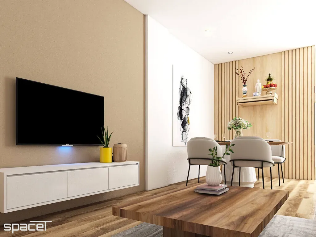 Phòng khách, Phòng ăn - Căn hộ Phan Văn Trị Quận 5 - Phong cách Modern | Space T