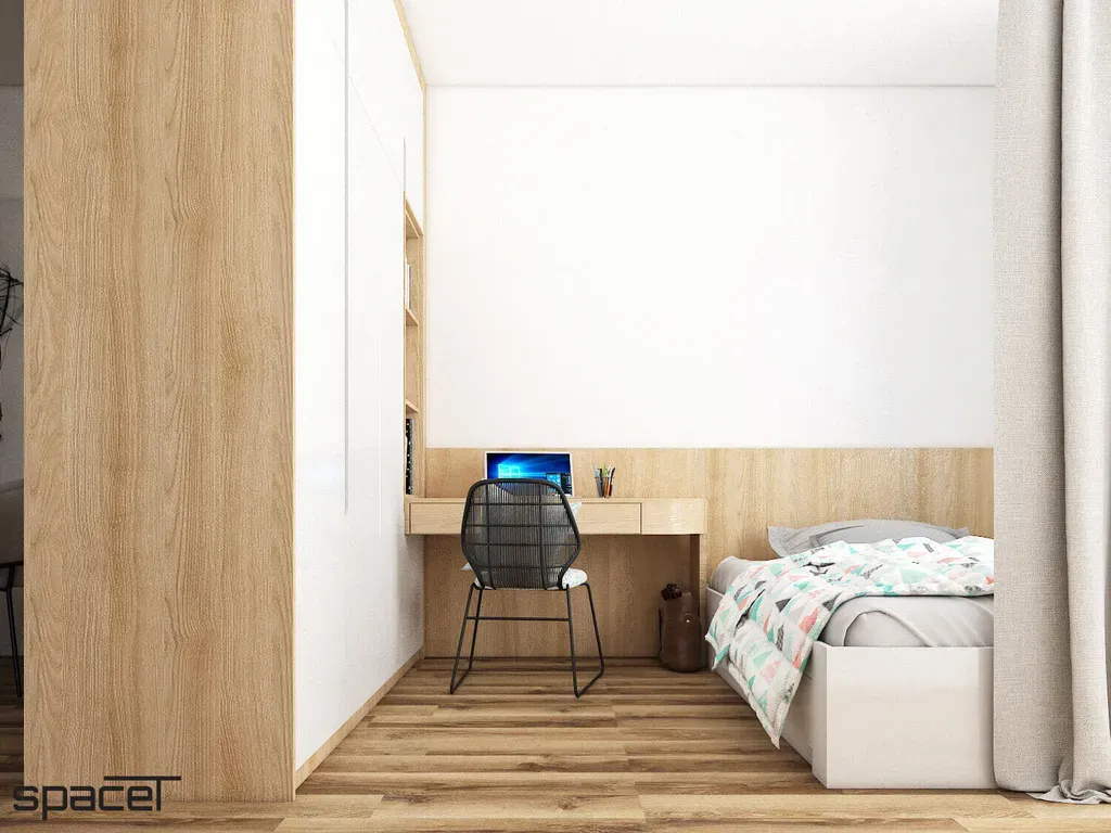 Phòng ngủ, Phòng làm việc - Căn hộ Phan Văn Trị Quận 5 - Phong cách Modern | Space T