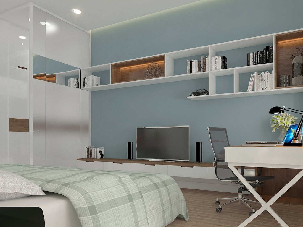 Phòng ngủ, Phòng làm việc - Nhà phố Quận Bình Thạnh - Phong cách Scandinavian + Modern  | Space T