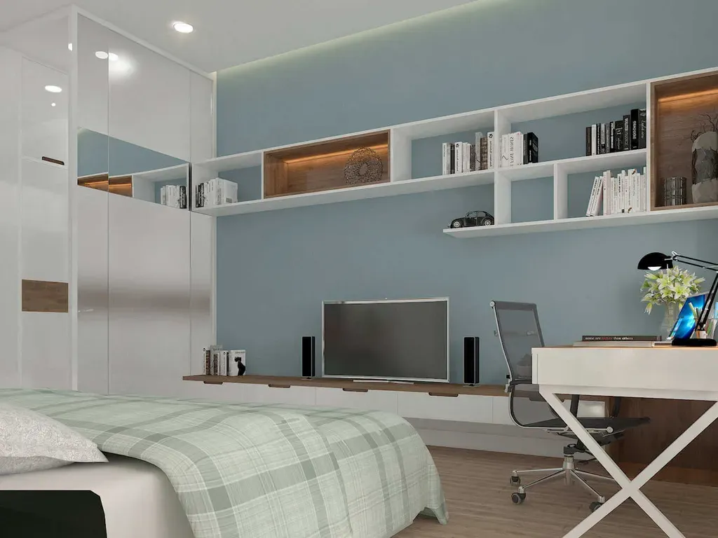 Phòng ngủ, Phòng làm việc - Nhà phố Quận Bình Thạnh - Phong cách Scandinavian + Modern | Space T