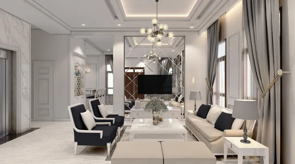 Phòng khách - Biệt thự Vinhomes Central Park Tân Cảng - Phong cách Neo Classic | Space T