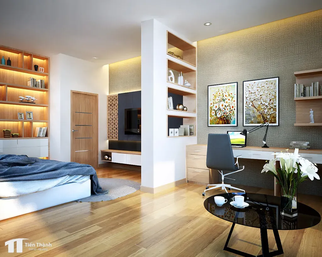 Phòng ngủ, Phòng làm việc - Nhà phố Cần Thơ - Phong cách Modern | Space T
