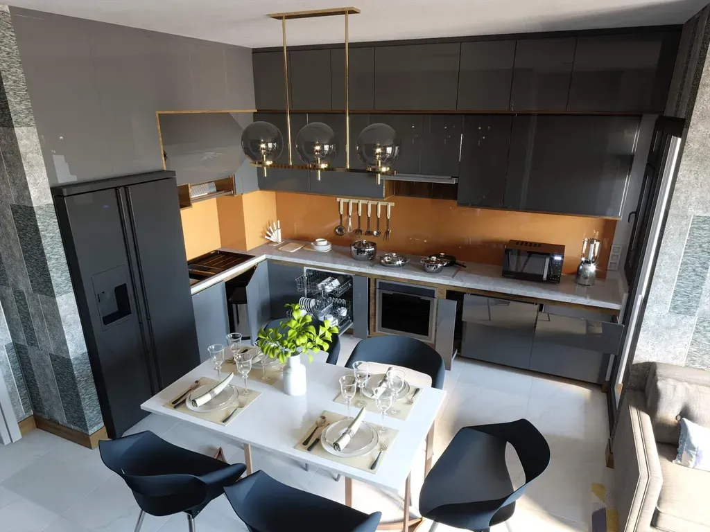 Phòng bếp, Phòng ăn - Căn hộ Palm Heights Quận 2 - Phong cách Modern | Space T