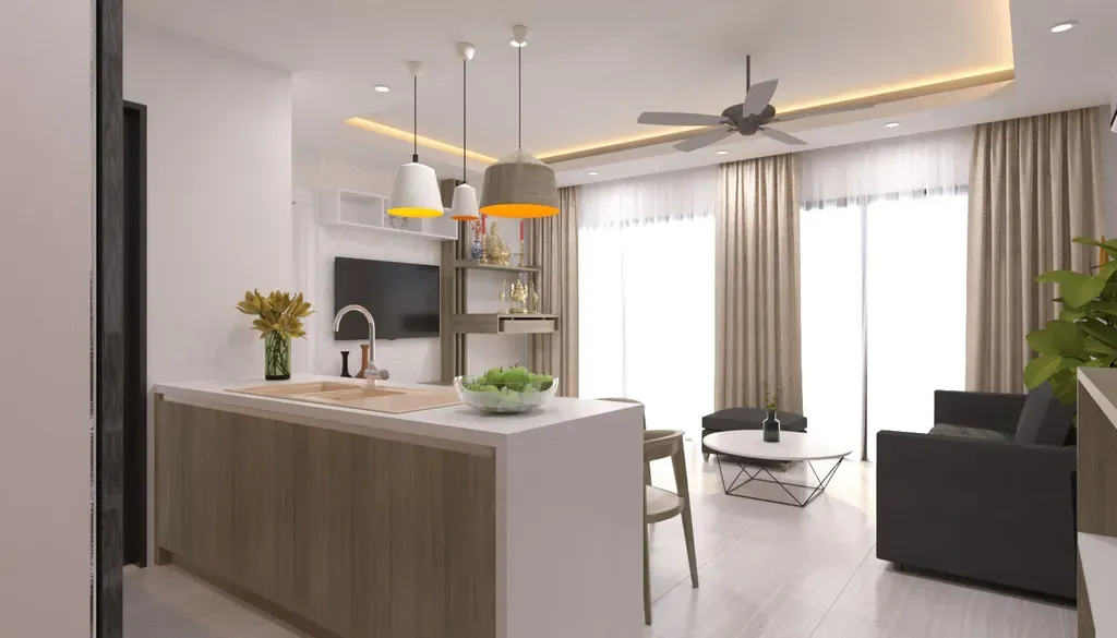 Phòng khách, Phòng bếp - Căn hộ Vistar Verde Quận 2 - Phong cách Scandinavian | Space T