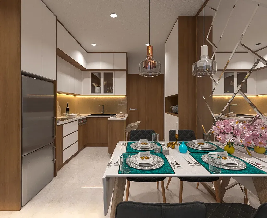 Phòng bếp, Phòng ăn - Căn hộ Jamila Khang Điền Quận 9 - Phong cách Modern | Space T